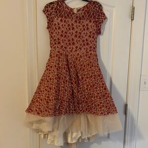 Joyfolie Burgundy and Gold Lace Dress